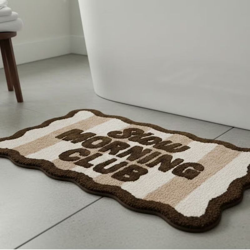 Badmat 'Slow Morning Club' | beige/bruin