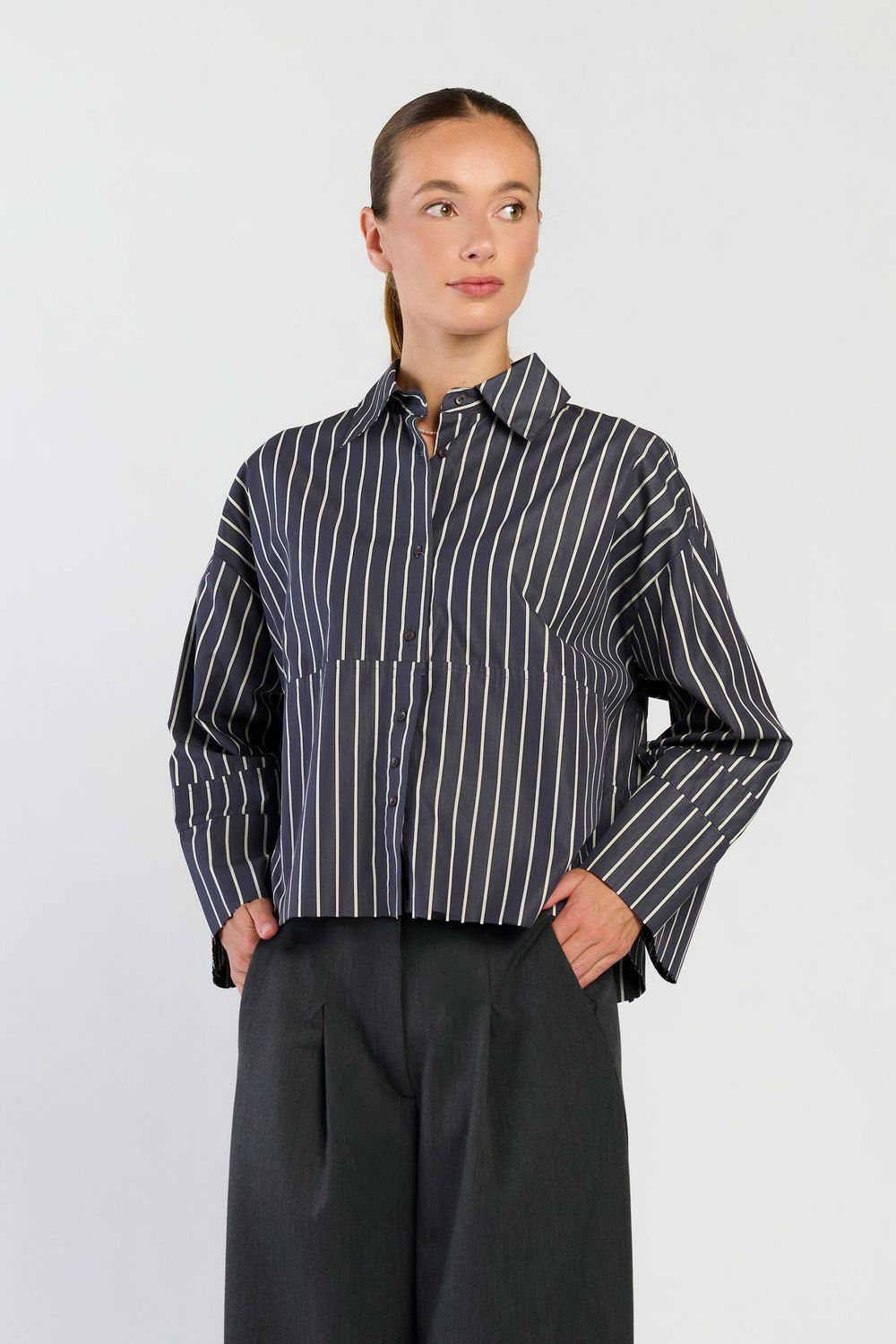 SPQ DORA blouse | grey stripe