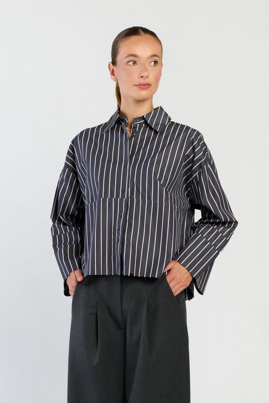SPQ DORA blouse | grey stripe