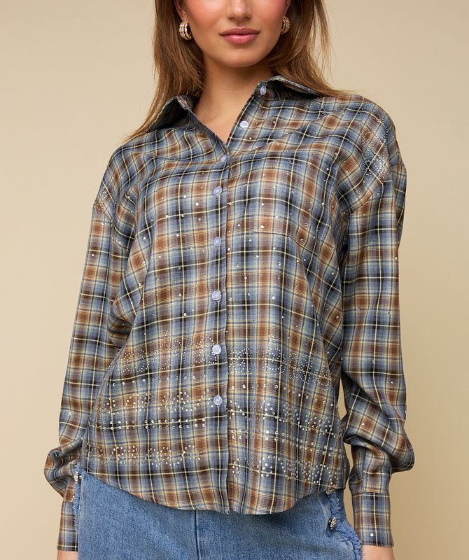 HEYB SYLVIE blouse | shiny check print