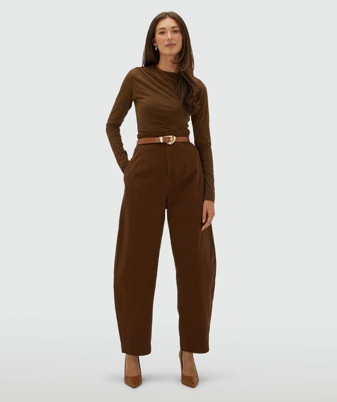 JV-KIAN high rise balloon fit broek | brown