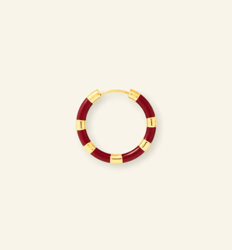 Burgundy Hoop oorbel