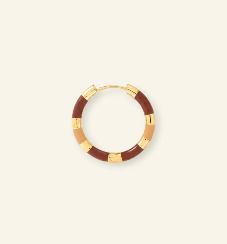Double Brown Hoop oorbel