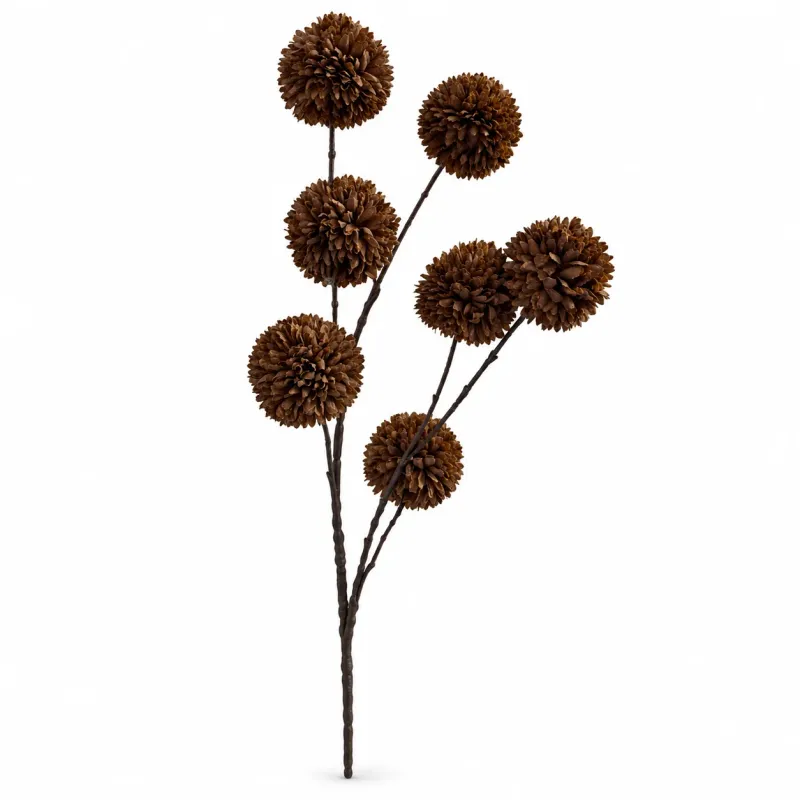 Kunsttak Pompom | dark coffee - 7bol (c.a. 98cm)