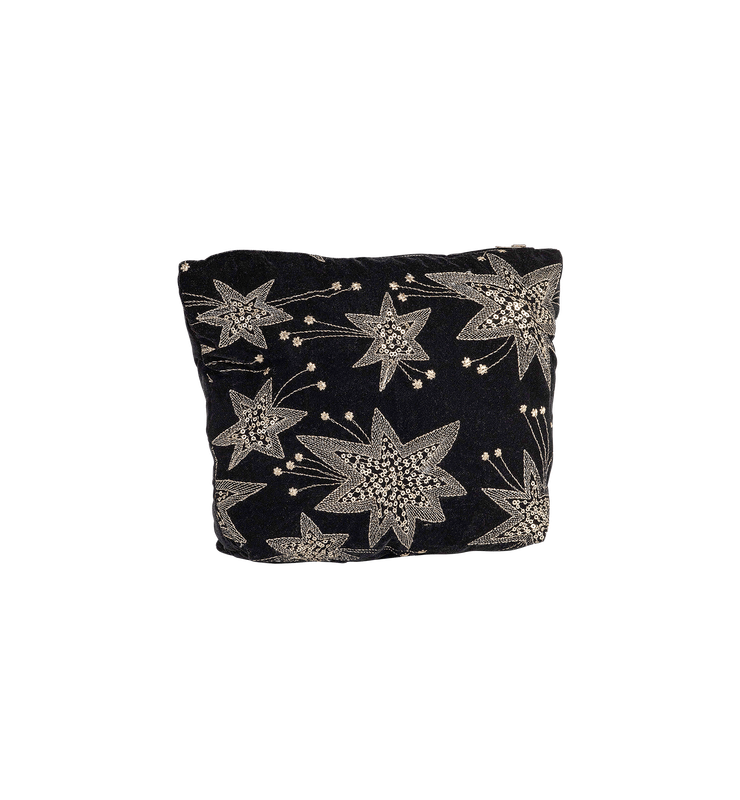 Toilettas 'Starry Eve' | zwart/goud - 100% ECO katoen