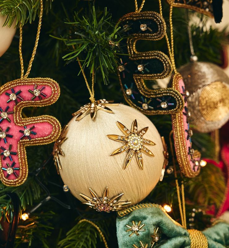 Kerstbal Starry Night | ivory