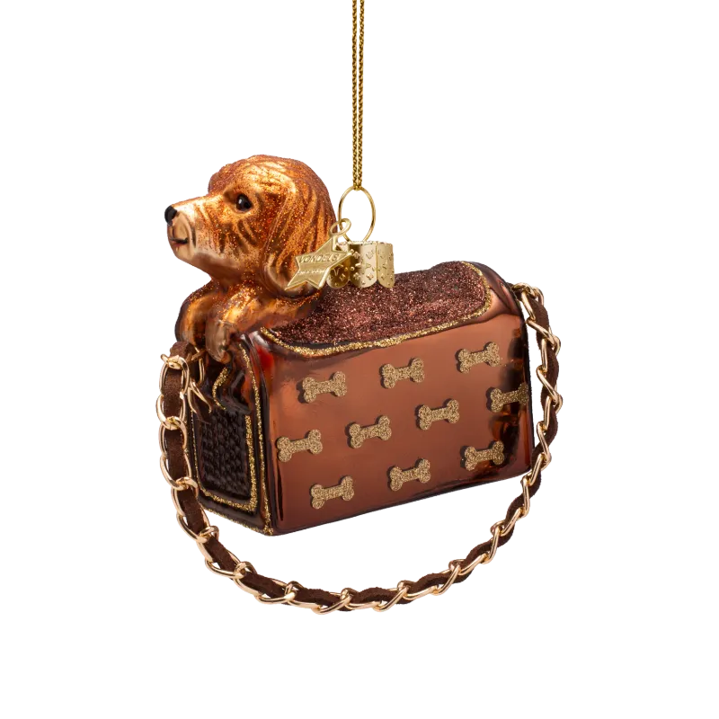 Ornament hond in tasje + glitter | VONDELS