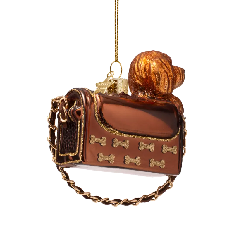 Ornament hond in tasje + glitter | VONDELS