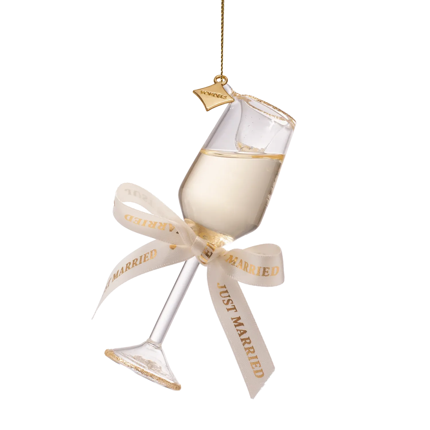 Ornament Champagne Glas 'Just Married' | Vondels