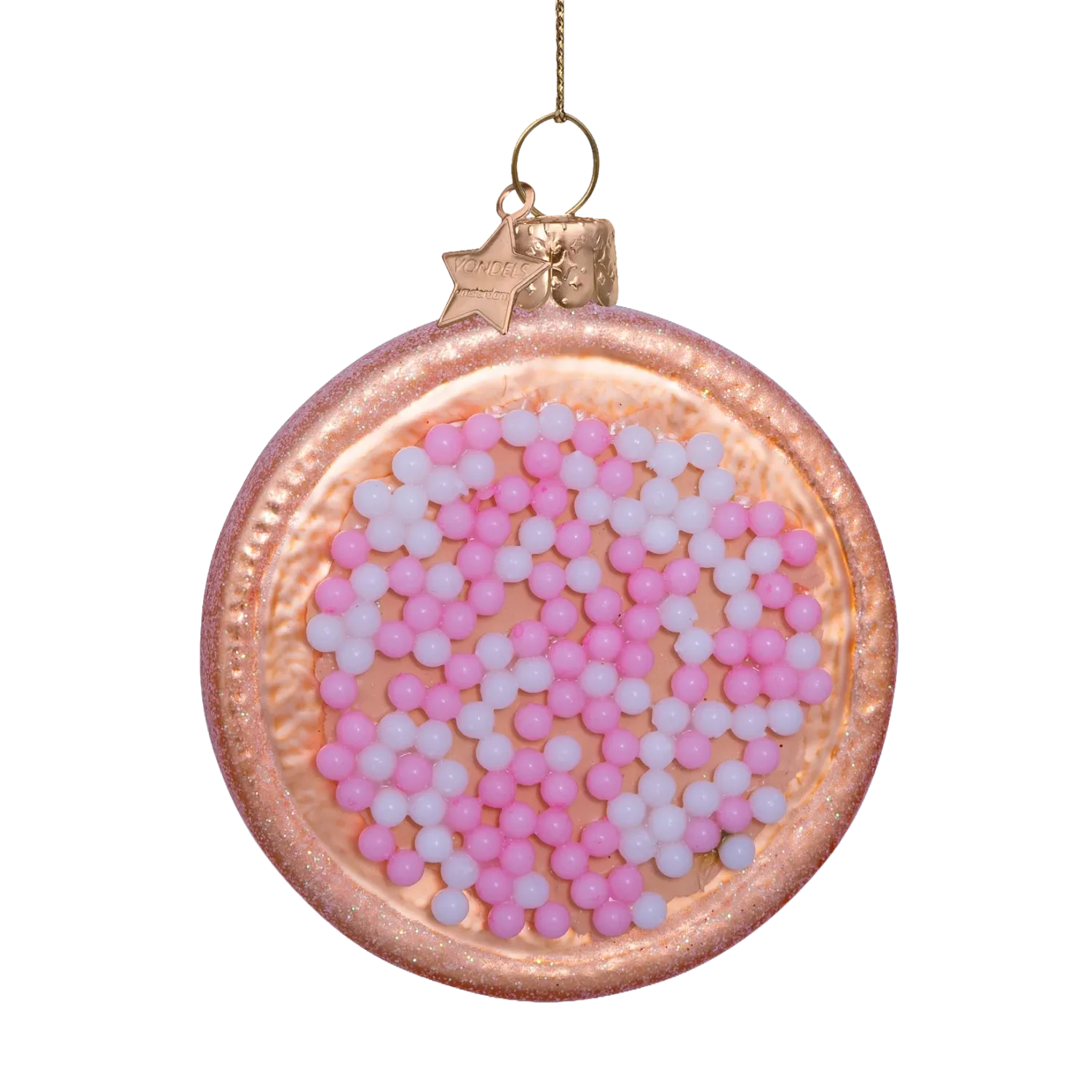 Ornament beschuit met muisjes - pink | Vondels
