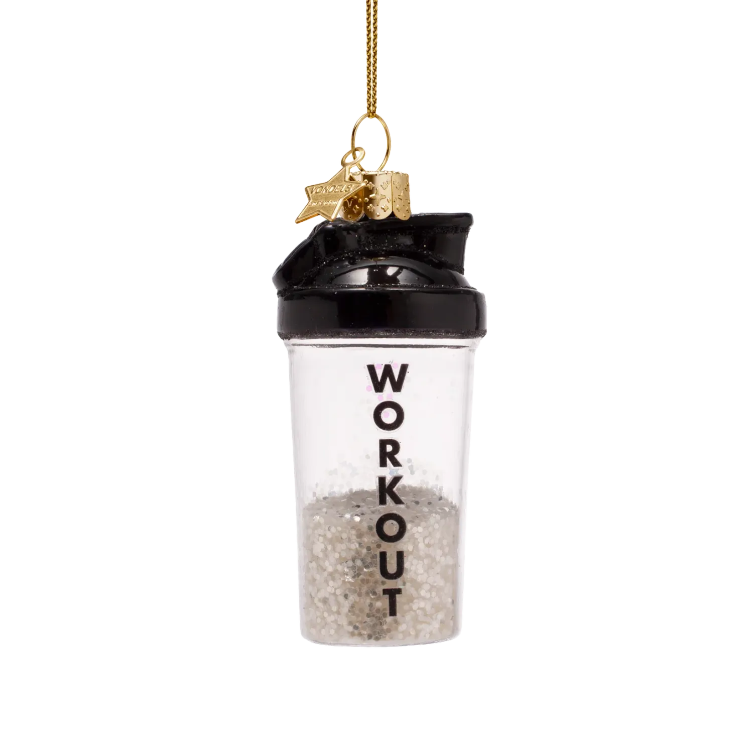 Ornament shake beker met glitter 'workout' | Vondels