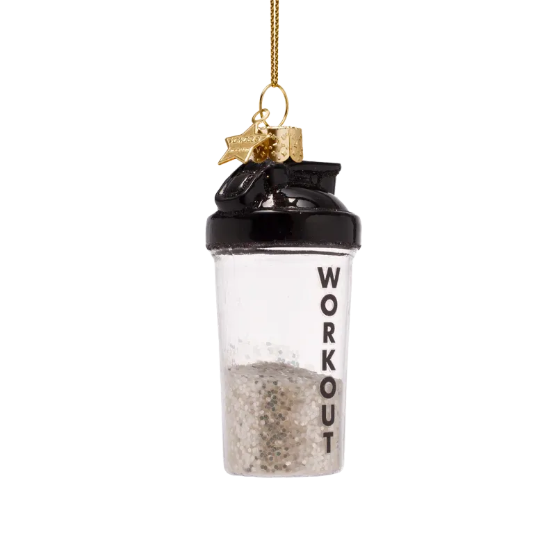 Ornament shake beker met glitter 'workout' | Vondels