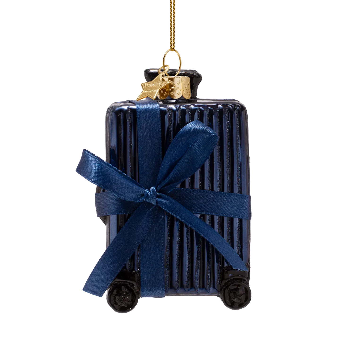 Ornament koffer blauw geribbeld | Vondels