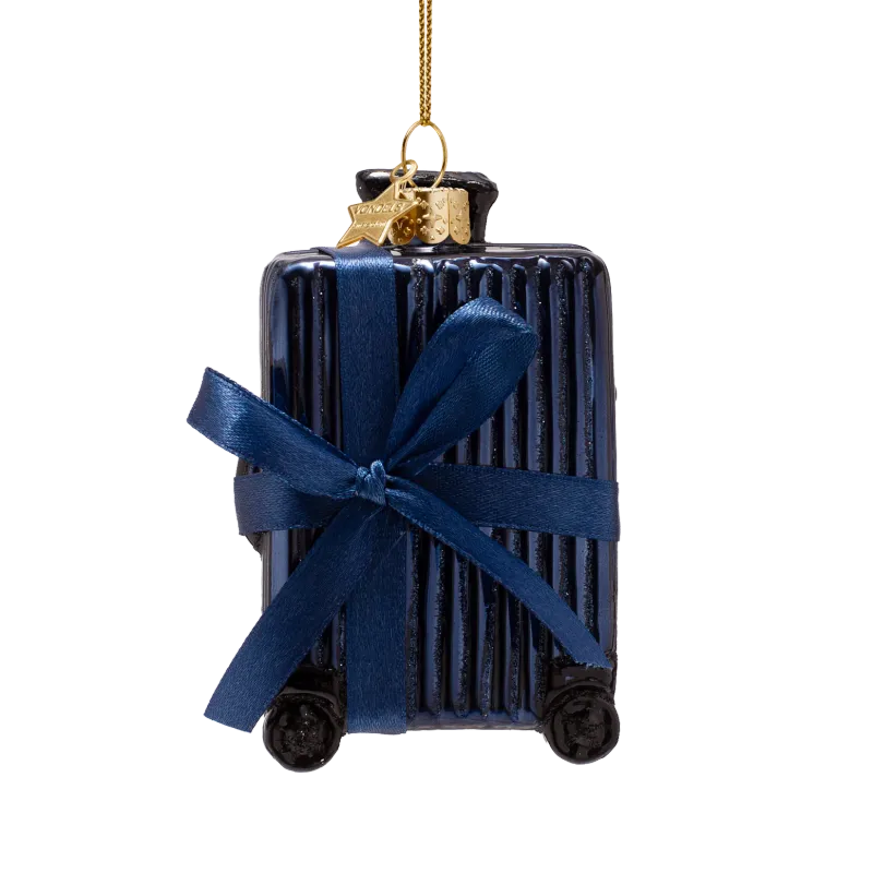 Ornament koffer blauw geribbeld | Vondels