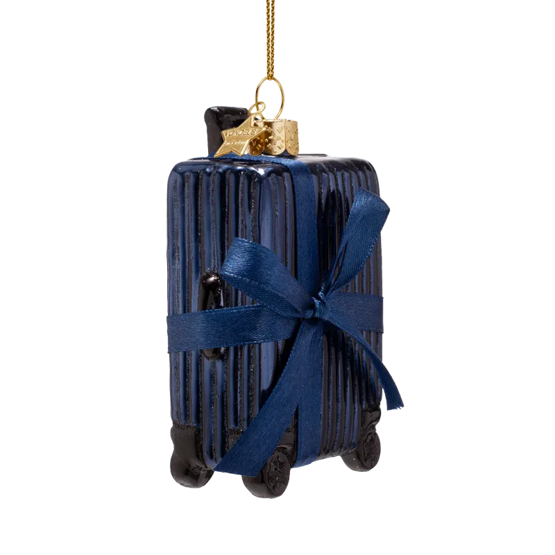Ornament koffer blauw geribbeld | Vondels
