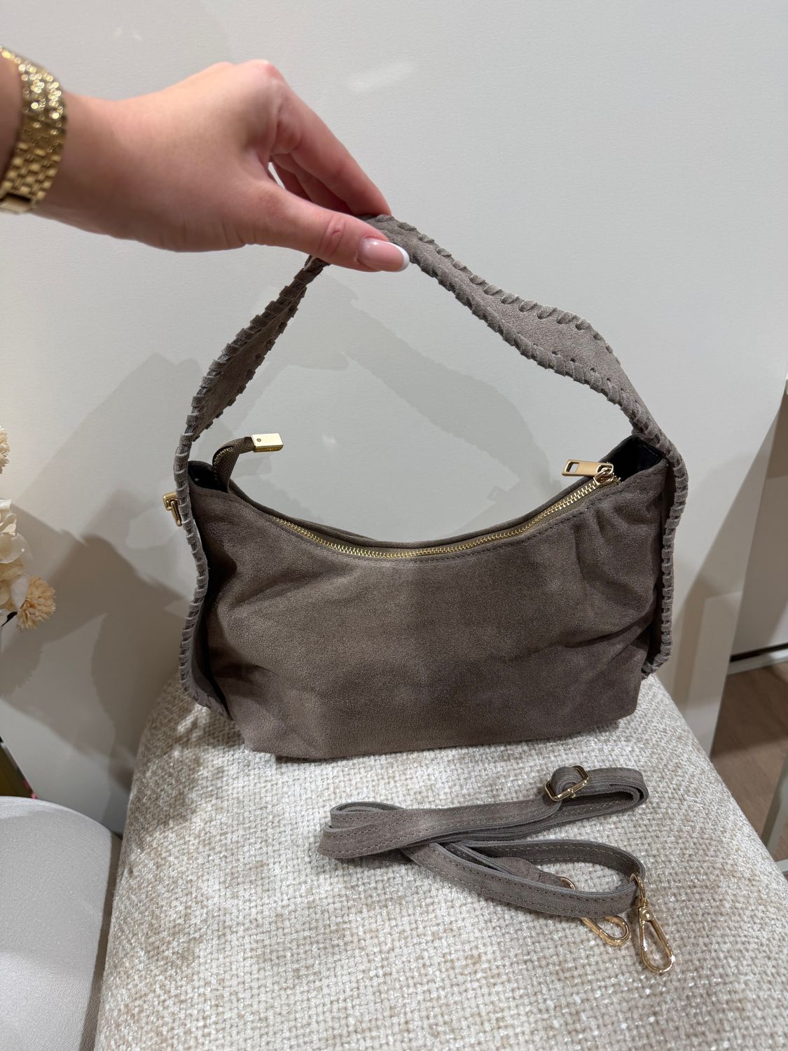 Tas BRAIDA leer | taupe