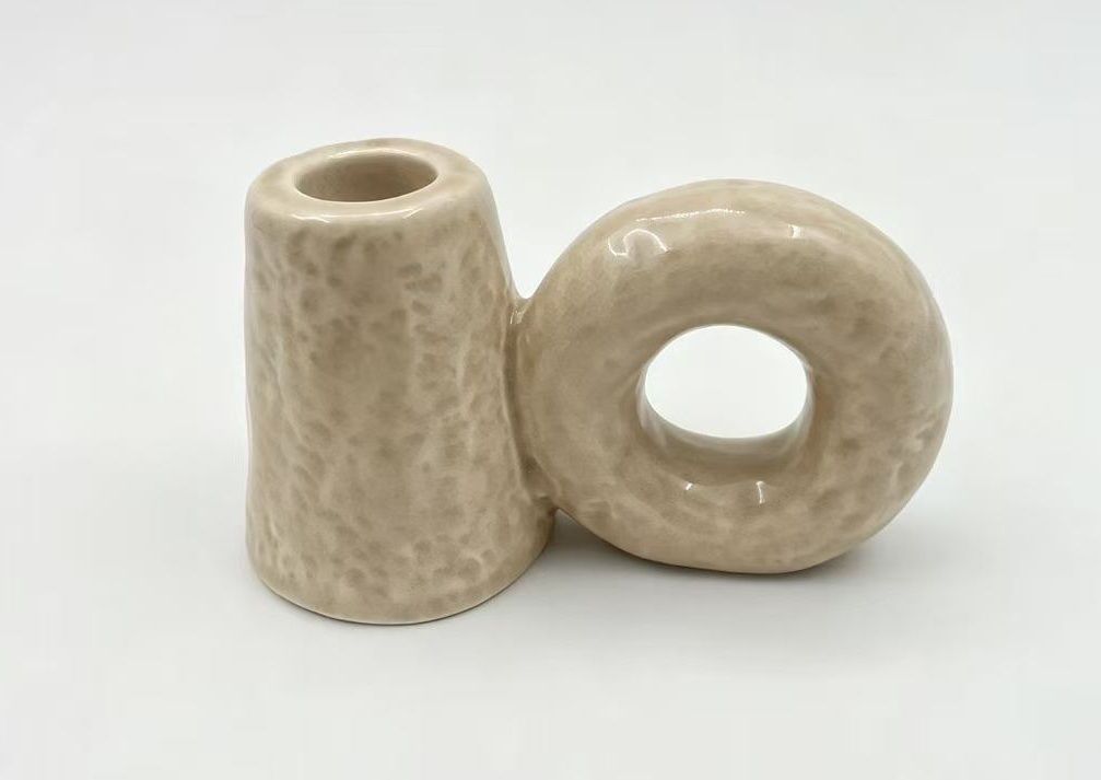 Kandelaar SELO | beige - 12,2x5,8x6,7cm