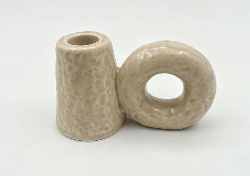 Kandelaar SELO | beige - 12,2x5,8x6,7cm