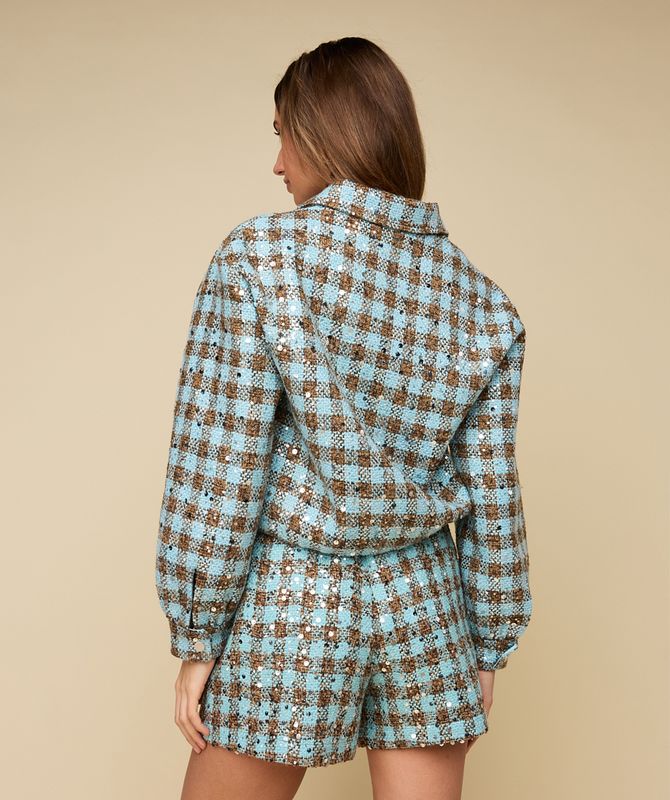 HEYB ROMEE jacket | brown/blue print