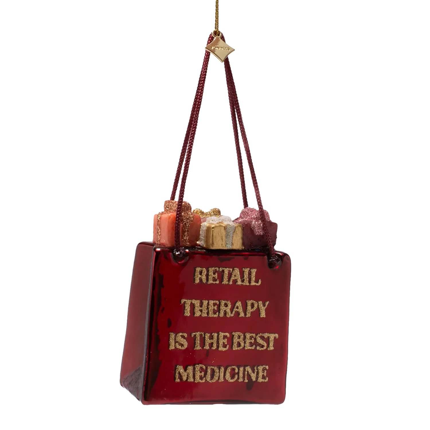 Ornament Shopping bag 'Retail therapy is the best medicine' | Vondels
