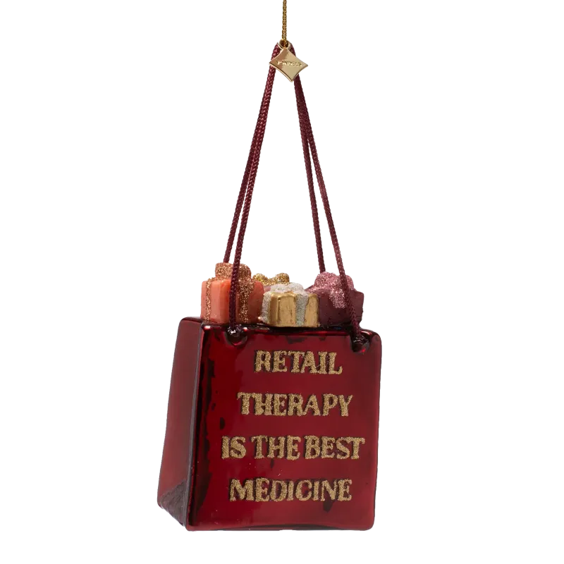 Ornament Shopping bag 'Retail therapy is the best medicine' | Vondels