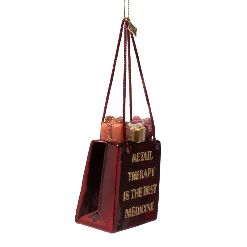 Ornament Shopping bag 'Retail therapy is the best medicine' | Vondels