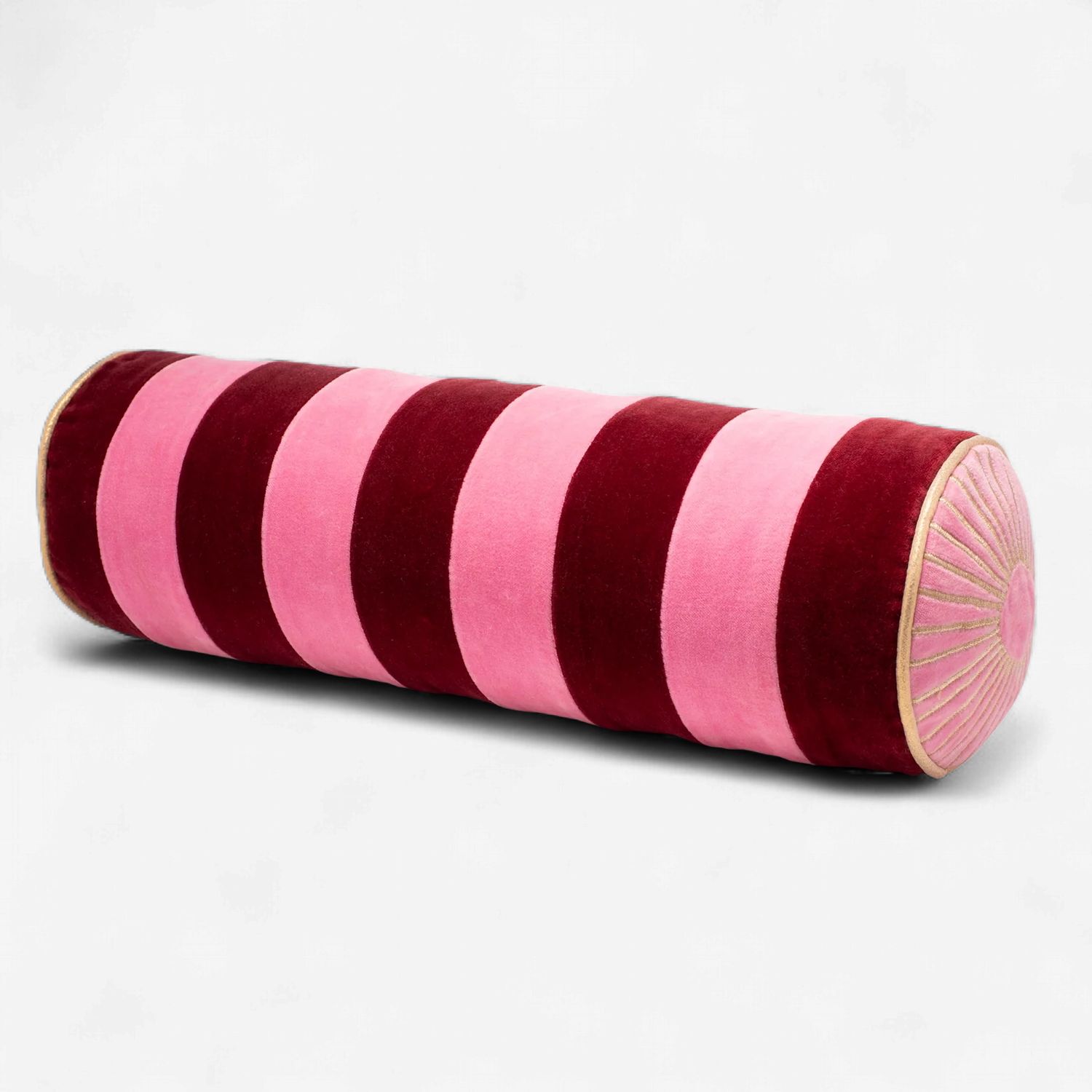 Kussen rond velvet | pink/burgundy