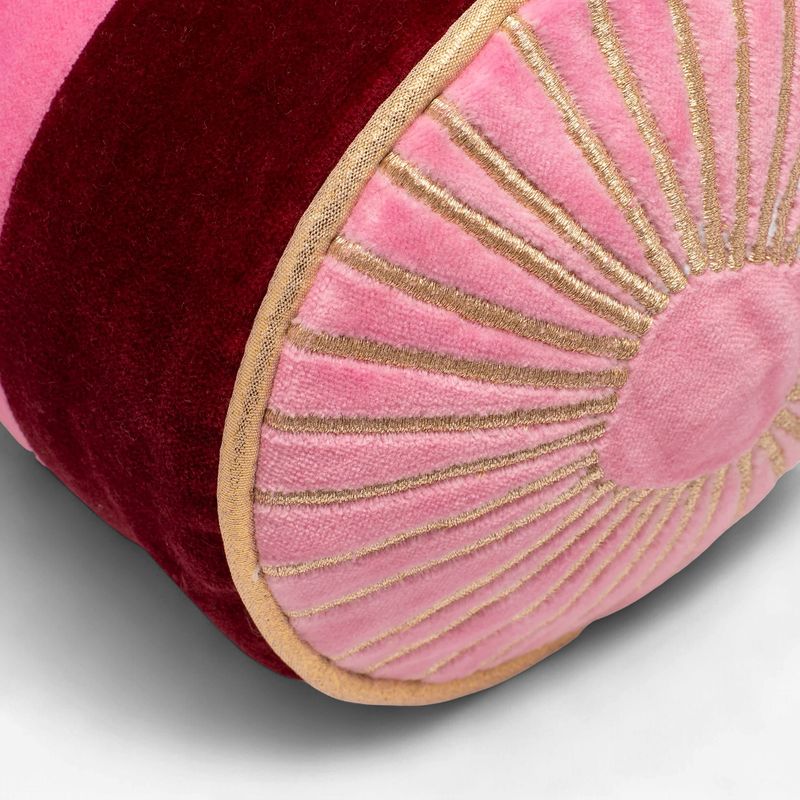 Kussen rond velvet | pink/burgundy