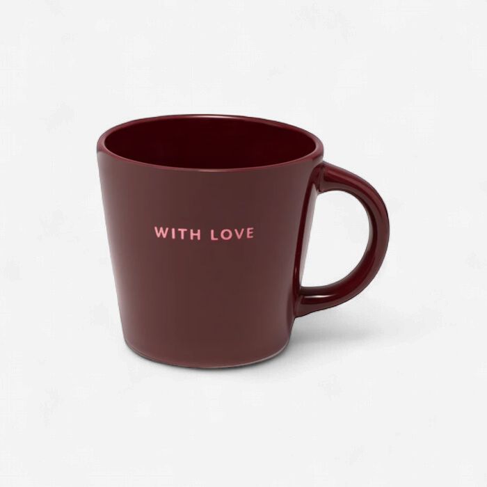 Koffie mok 'WITH LOVE' - burgundy | 250 ml