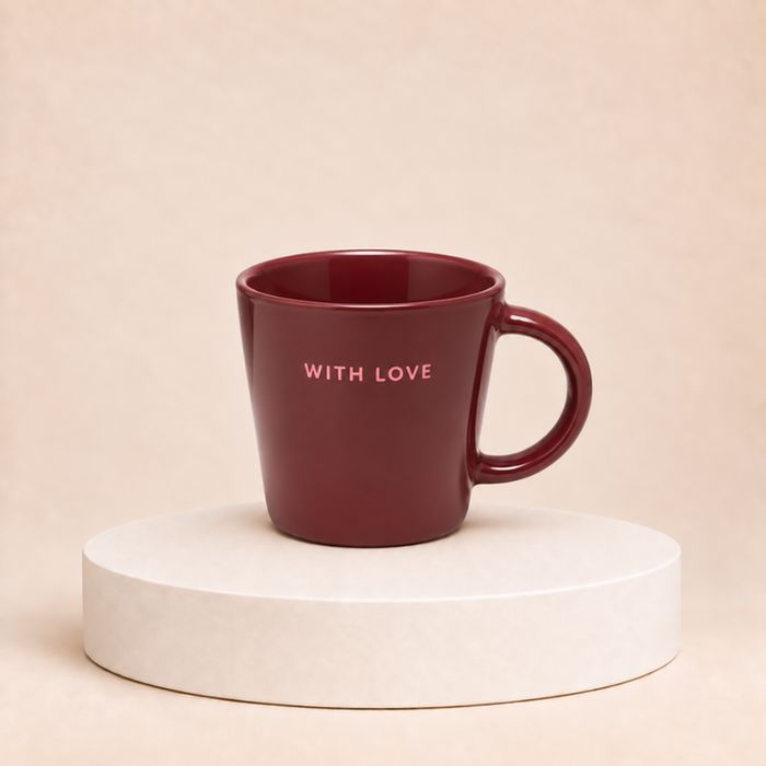 Koffie mok 'WITH LOVE' - burgundy | 250 ml