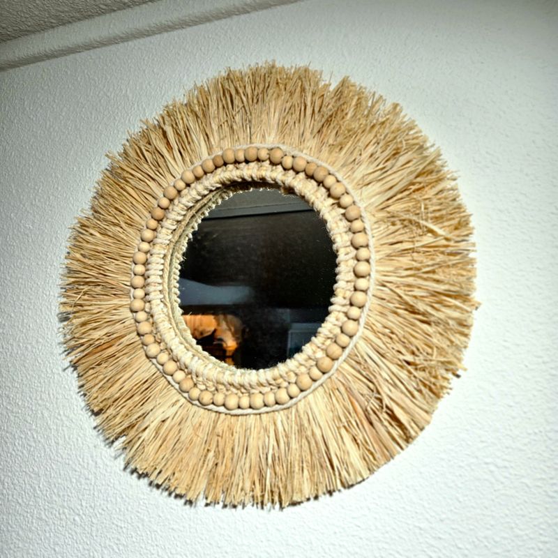 Espejo boho artesanal rafia