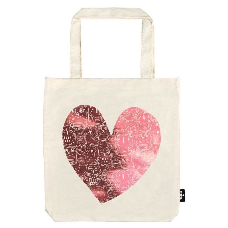 Big Cotton Shopper Owl heart