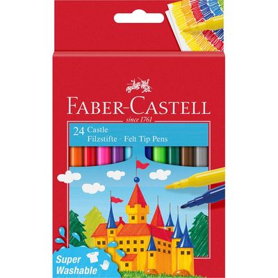 Faber-Castell Πλενόμενοι Neon Μαρκαδόροι Ζωγραφικής 20mm Λεπτοί Σετ 24 Χρωμάτων