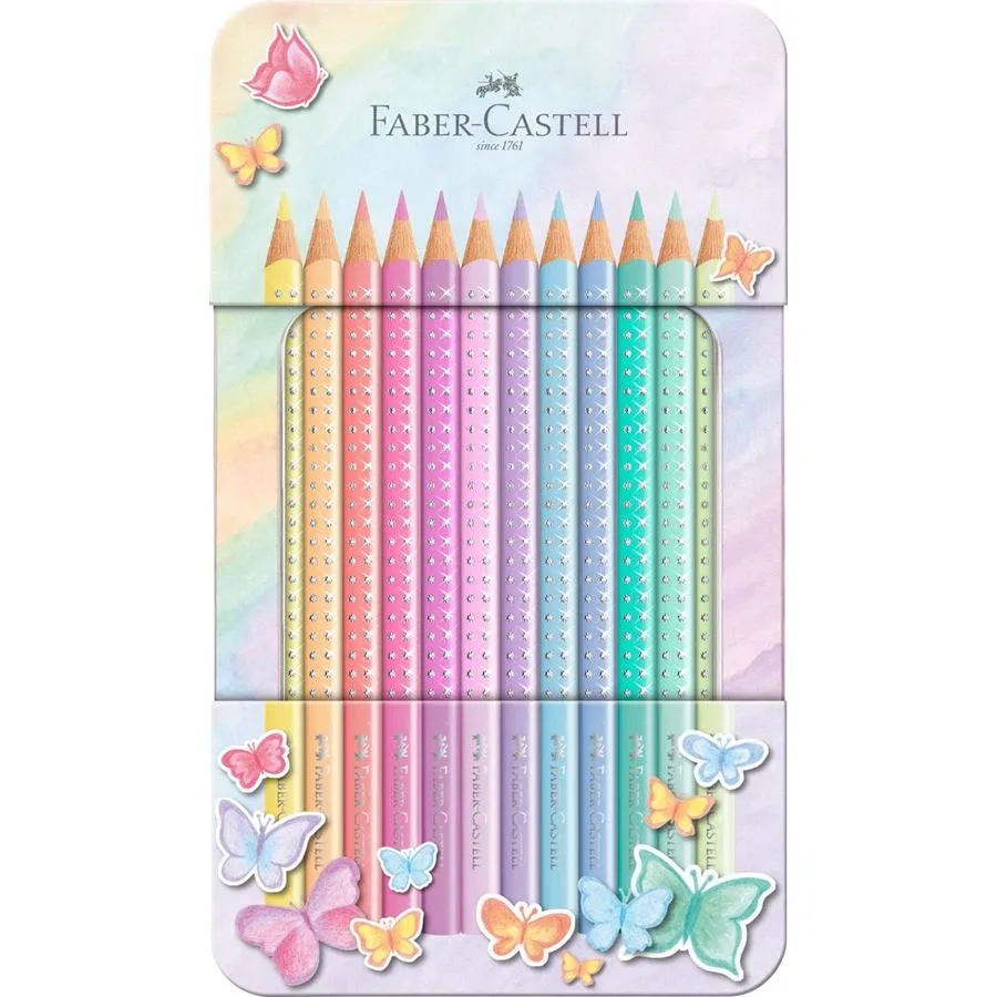 Ξυλομπογιές Sparkle Pastel Σετ 12 Χρώματα σε Μεταλλική Κασετίνα