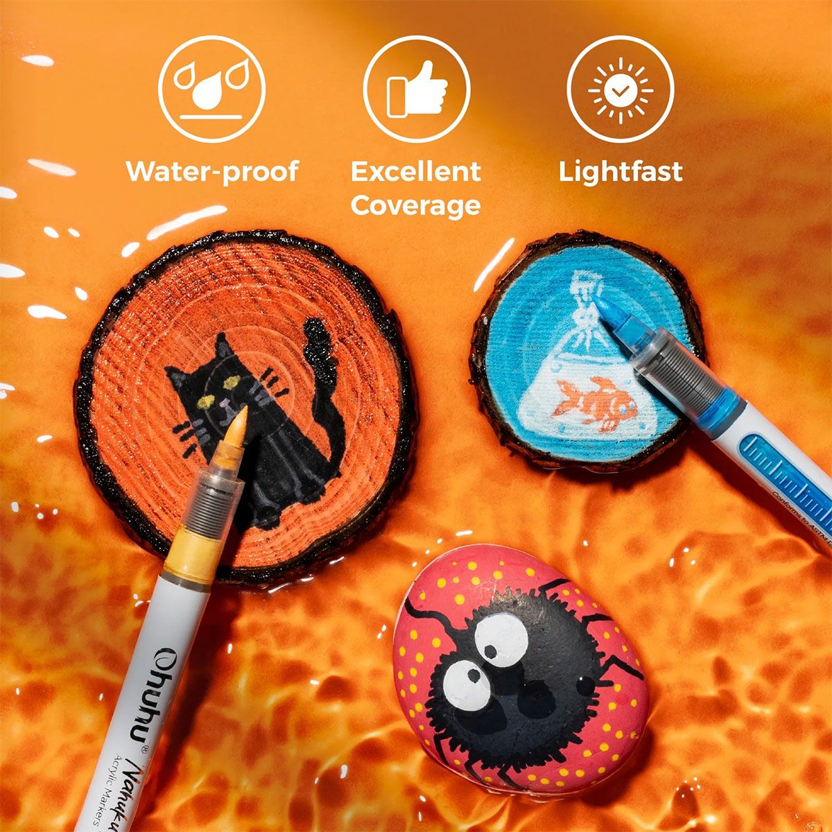 Ohuhu Σετ 24 Ανεξίτηλων Ακρυλικών Μαρκαδόρων Direct-ink Acrylic Markers Nahuku