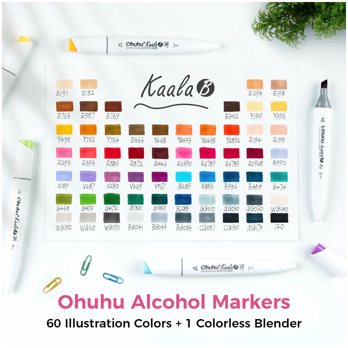 Ohuhu Kaala Alcohol Markers Σετ 60 Χρωμάτων Slim Chisel &amp; Mini Brush