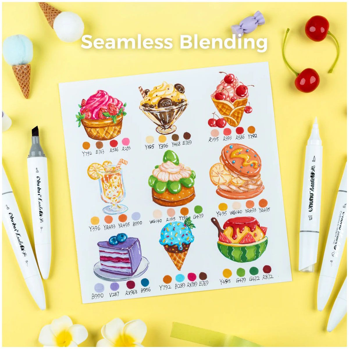Ohuhu Kaala Alcohol Markers Σετ 60 Χρωμάτων Slim Chisel &amp; Mini Brush