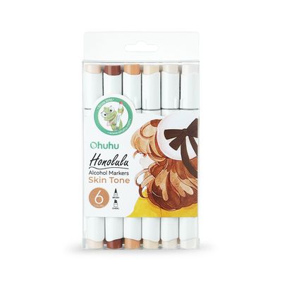 Ohuhu Honolulu Alcohol Markers Σετ Μαρκαδόρων 6 Skin Tones Brush &amp; Chisel