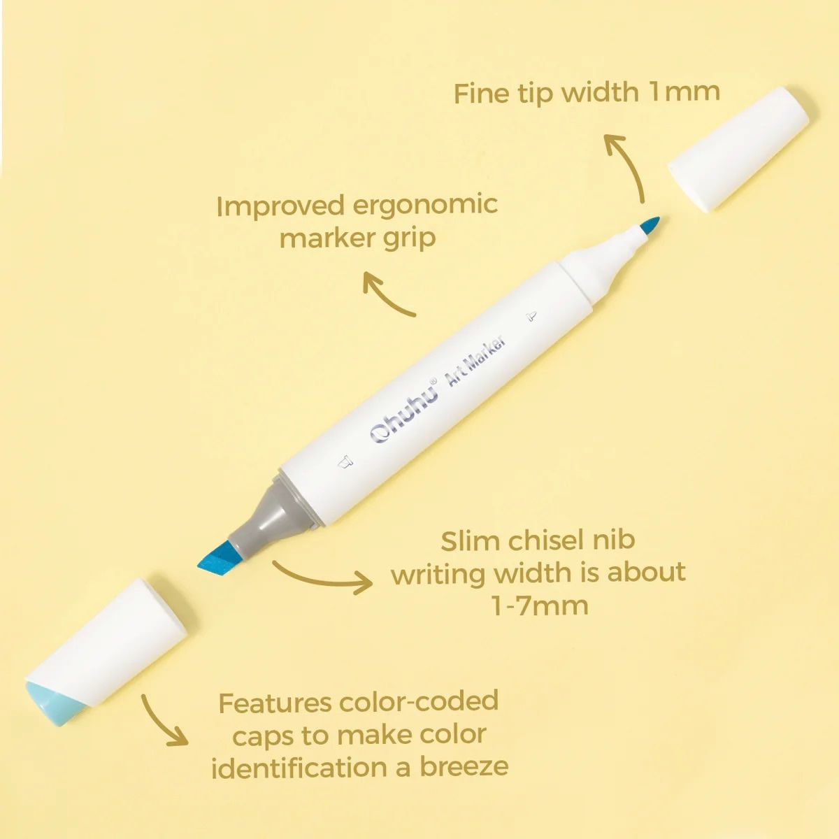 OHUHU Kaala Alcohol Art Markers Σετ Μαρκαδόρων 24 Βασικά Χρώματα Chisel &amp; Fine