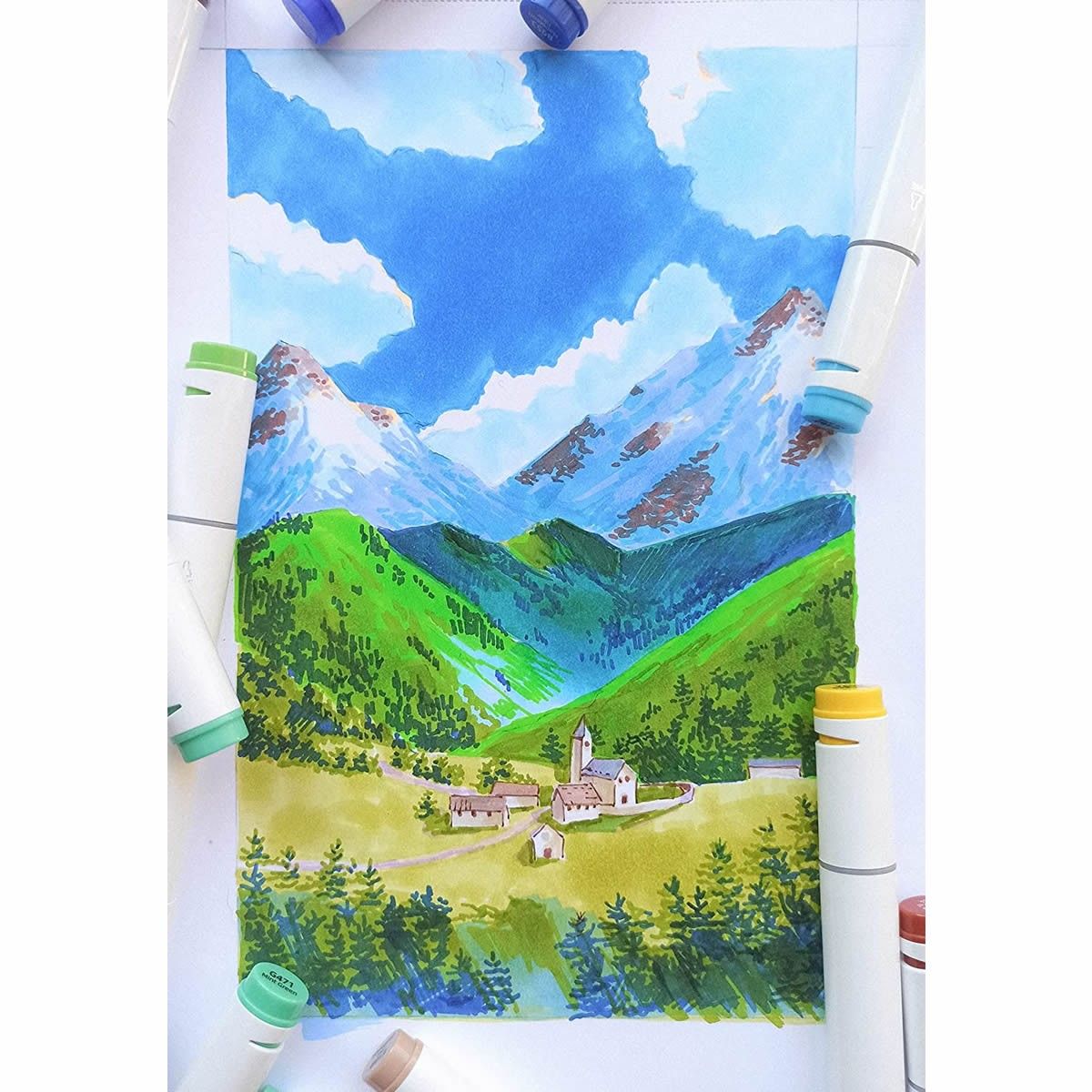 Ohuhu Oahu Alcohol Art Markers Σετ Μαρκαδόρων 40 χρωμάτων Fine &amp; Chisel