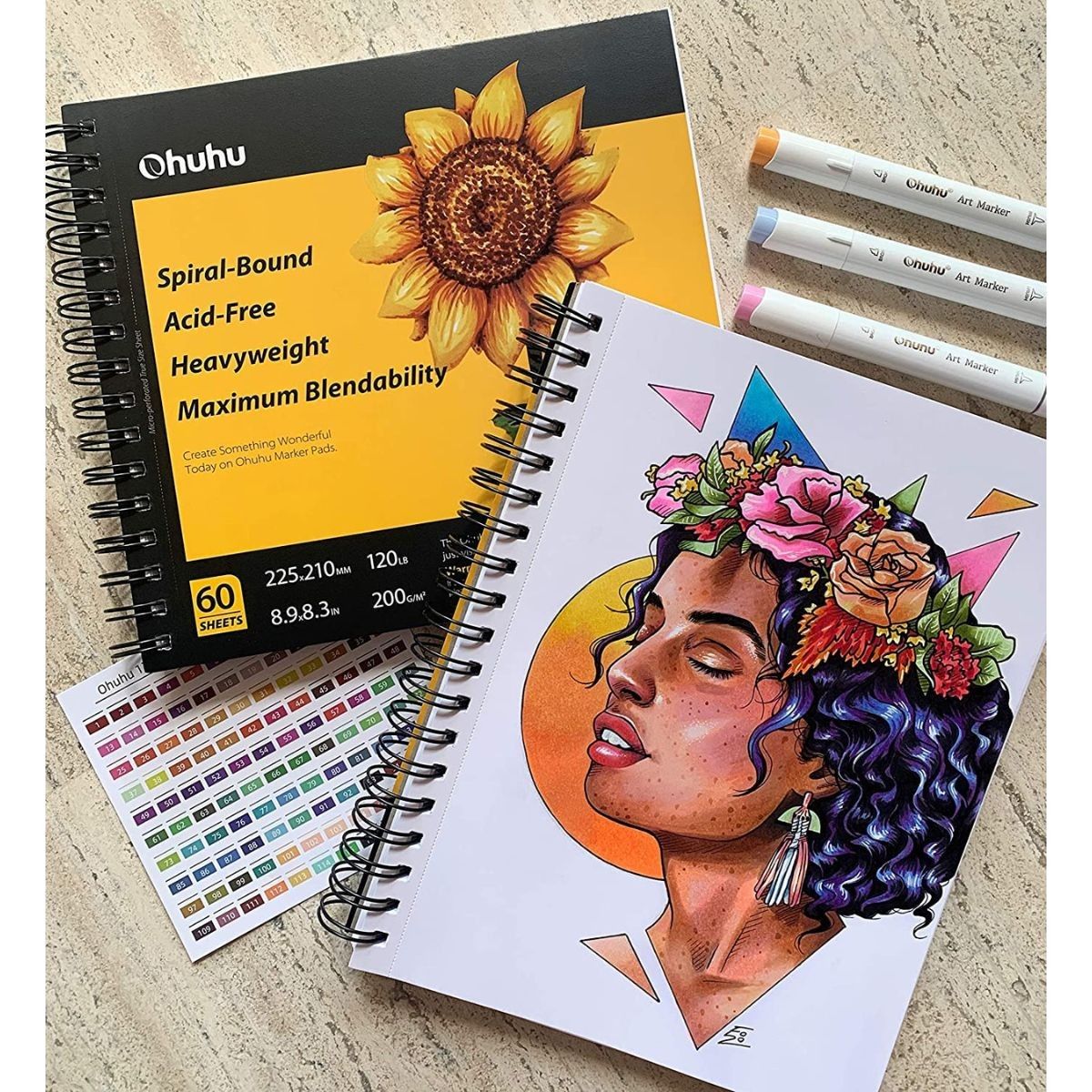 Ohuhu Marker Sketchbook Σπιράλ 22,5 x 21cm