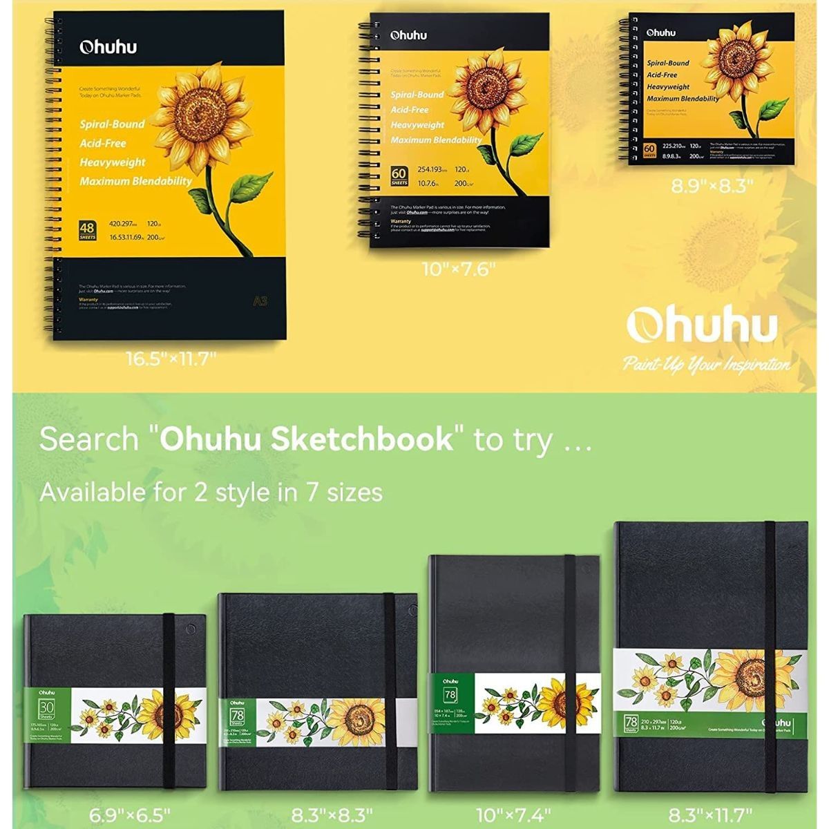 Ohuhu Marker Sketchbook Σπιράλ 22,5 x 21cm