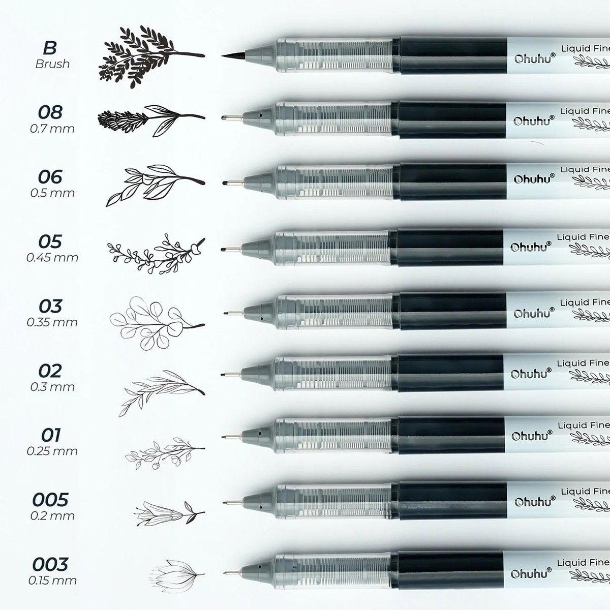 Ohuhu Kohala Fineliner Σετ 9 Μαύρα Πενάκια Σχεδίου
