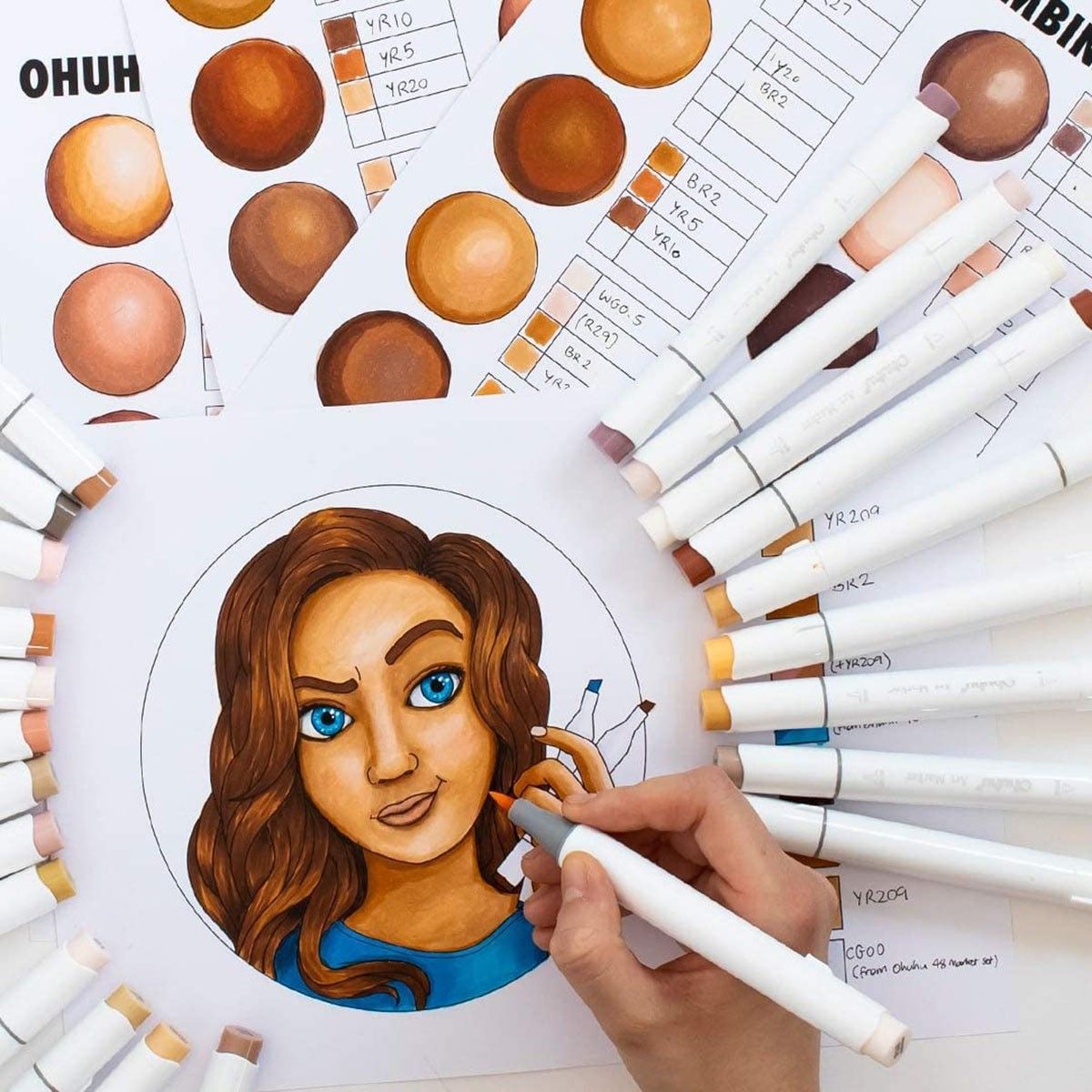 Ohuhu Honolulu Alcohol Markers Σετ Μαρκαδόρων 24 Skin tone χρωμάτων Brush &amp; Chisel
