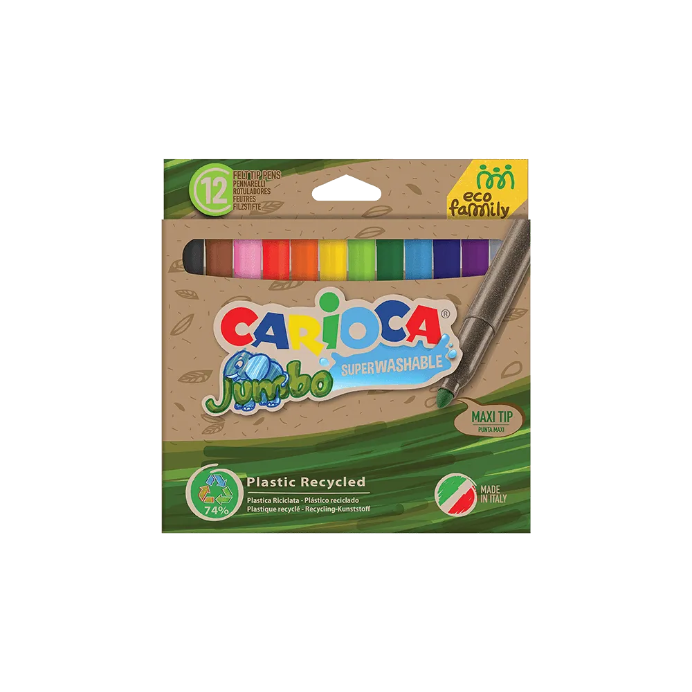 CARIOCA ΜΑΡΚΑΔΟΡΟΣ SUPERWASH 12 ΧΡΩΜΑΤΑ JUMBO ECO FAMILY