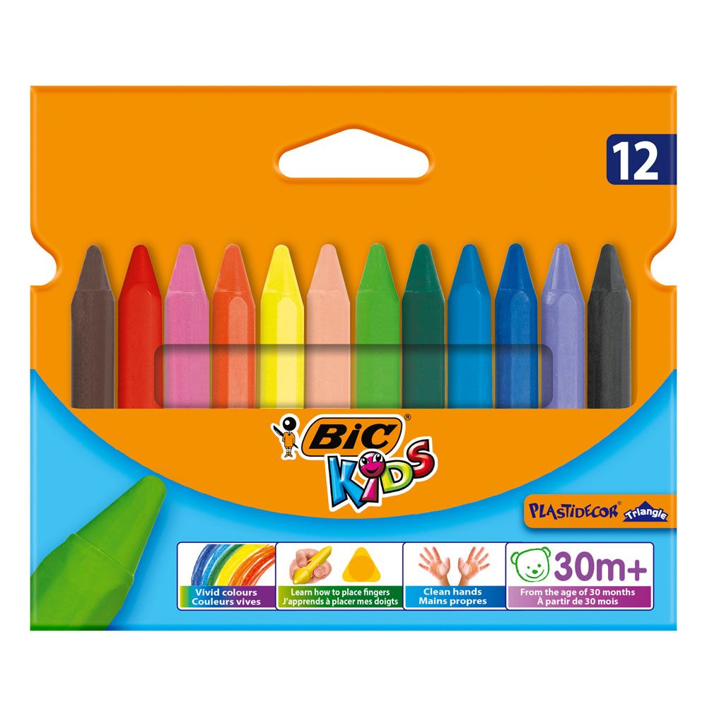 Κηρομπογιές Bic kids plastidecor triangle σετ 12 τμχ