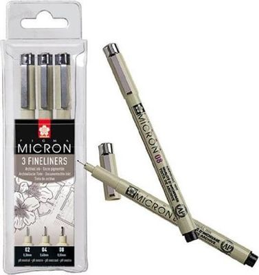Sakura μαρκαδόροι σχεδίου Pigma Micron σετ 3τεμ
