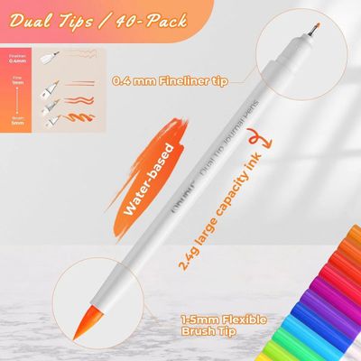 Ohuhu Art Marker Σετ 40 Μαρκαδόρων με Βάση το Νερό Brush &amp; Fineliner