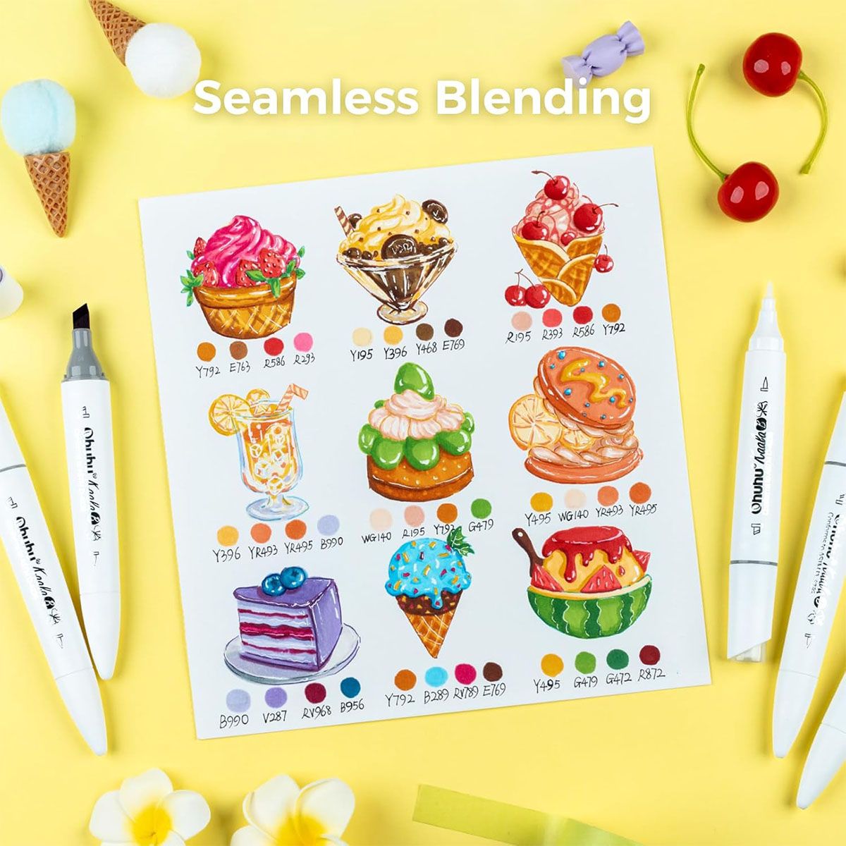 Ohuhu Kaala Alcohol Markers Σετ 60 Χρωμάτων Slim Chisel &amp; Mini Brush