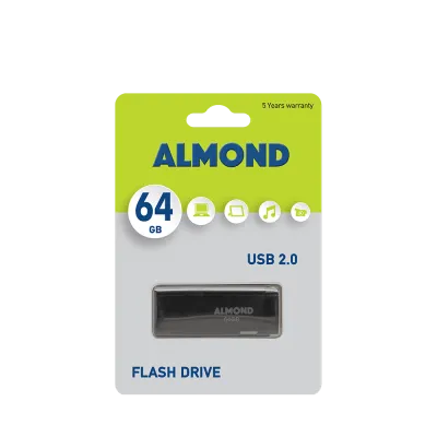 ALMOND FLASH DRIVE USB 2.0 64GB PRIME ΜΑΥΡΟ